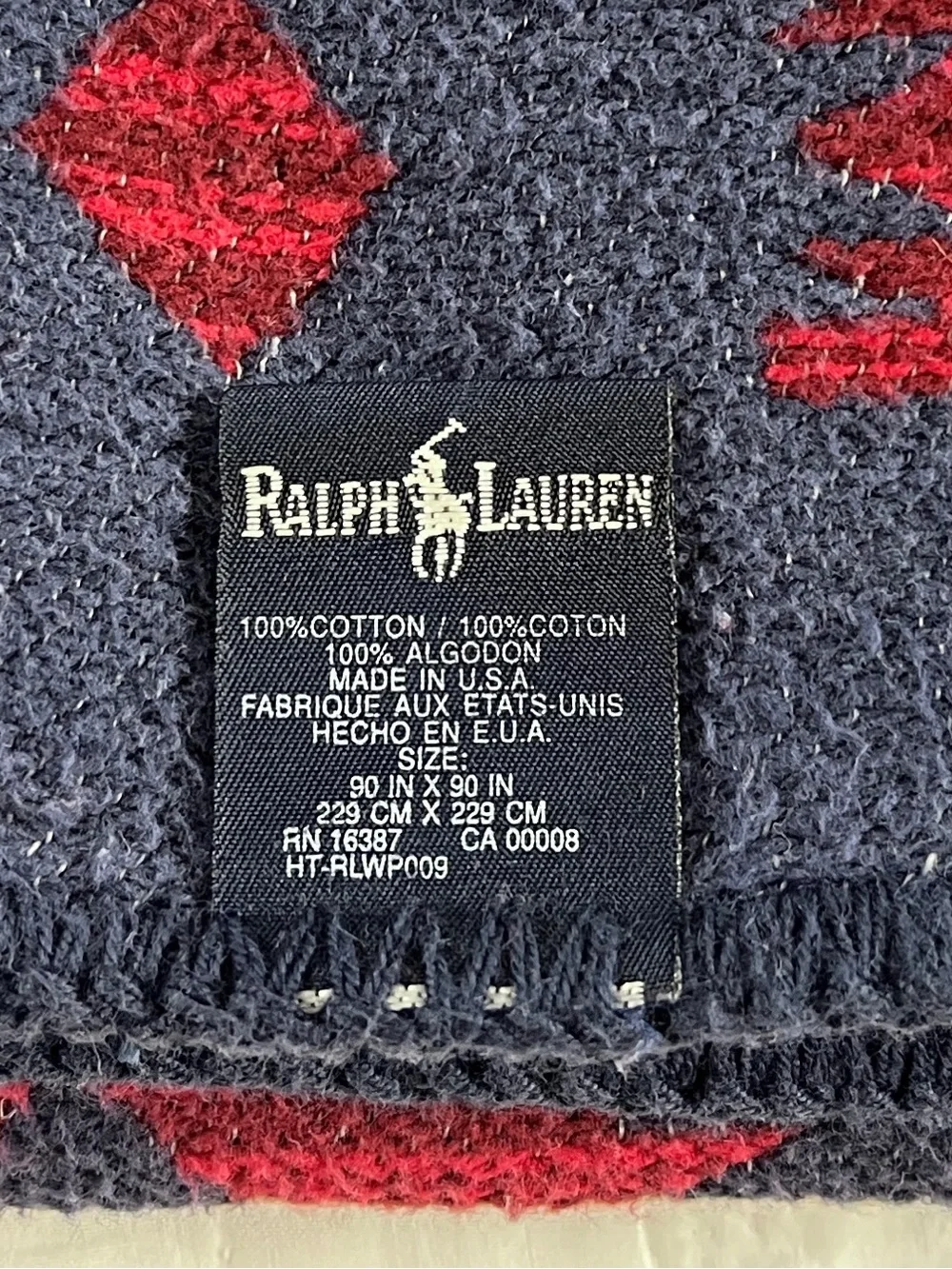 Vtg RALPH LAUREN All Cotton Cartwright Blanket Aztec Southwest Tribal 90x90 USA